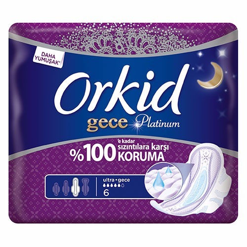 Orkid Platinum Hijyenik Ped Gece (6'lı)